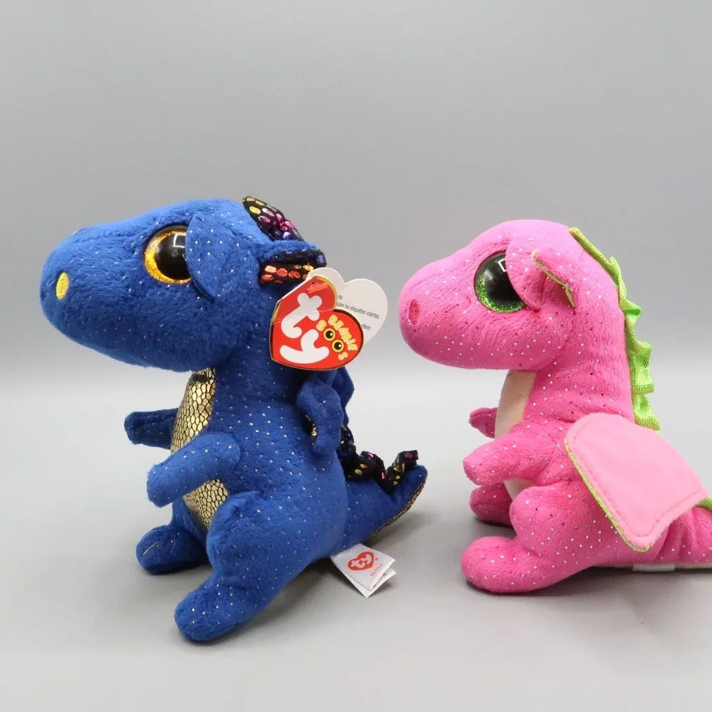 Ty Beanie Boos Darla Pink & Saffire Dragon Pair 6